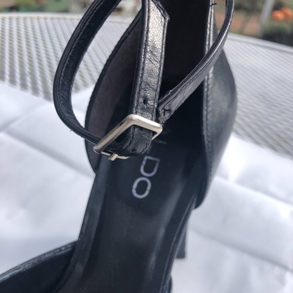 Aldo Black Suede Square-Toe Ankle Strap Heels - Picture 8 of 10